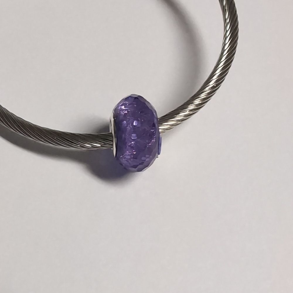 Purple Sparkly Charm for‎ Pandora Style Bracelet